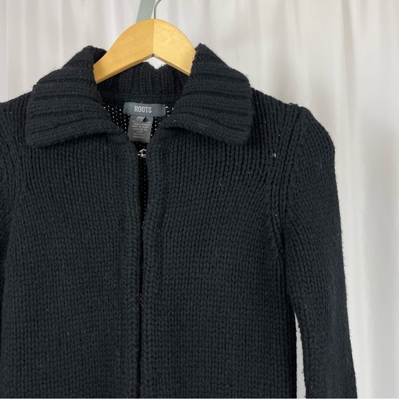 Roots Lambswool XS Longline Knit Collared Retro Cardigan Sweater Dress Coat - Picture 9 of 9